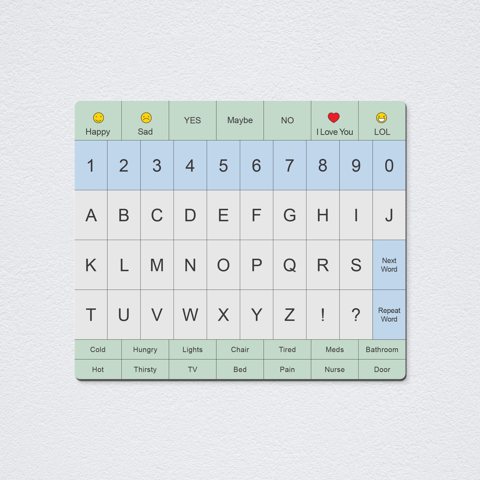 Communication Board For Adults- Non-Slip, Portable Letter Chart for Non-Verba…