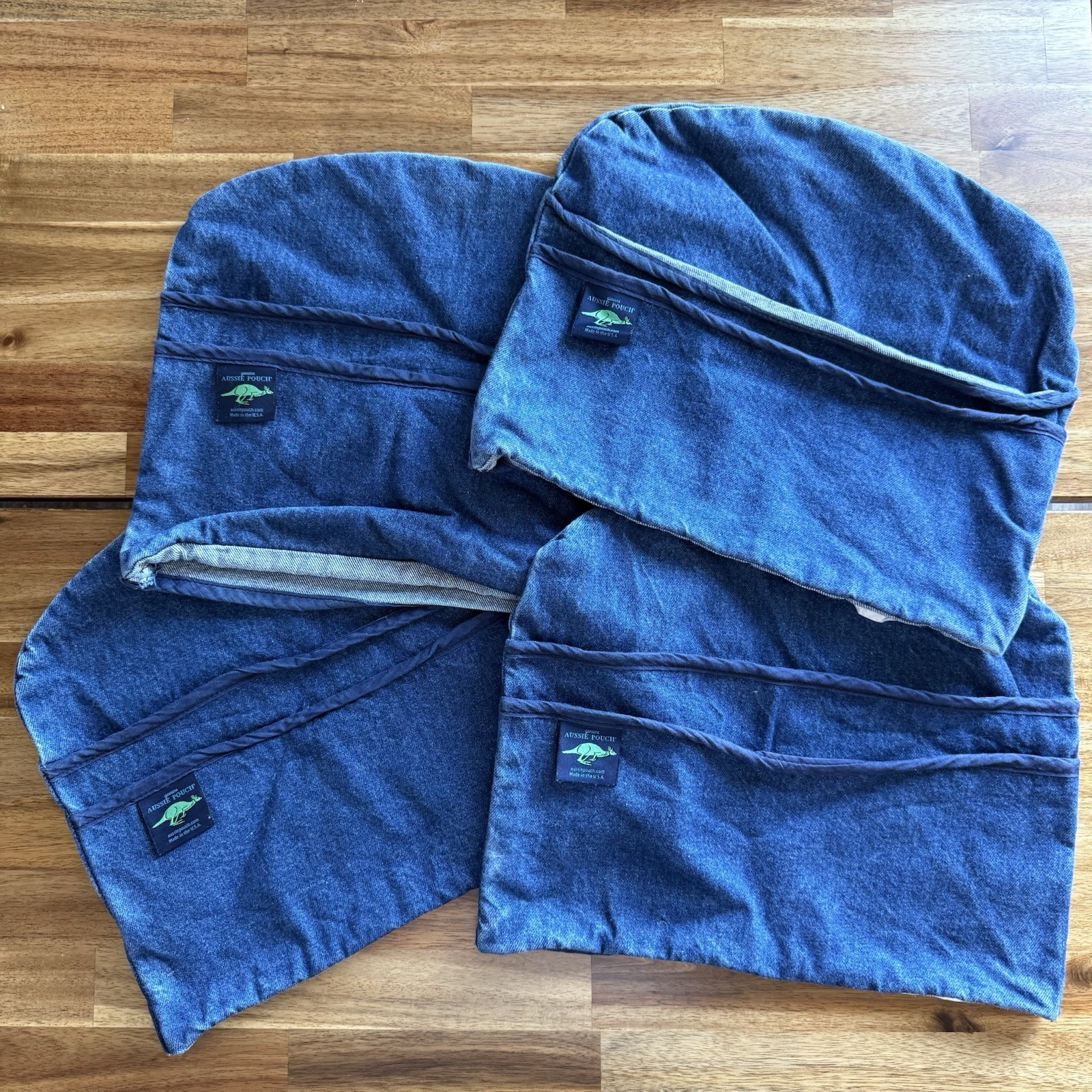 Genuine Aussie Pouch Chair Pocket Organizer Denim Blue USA Made LOT OF 4 School