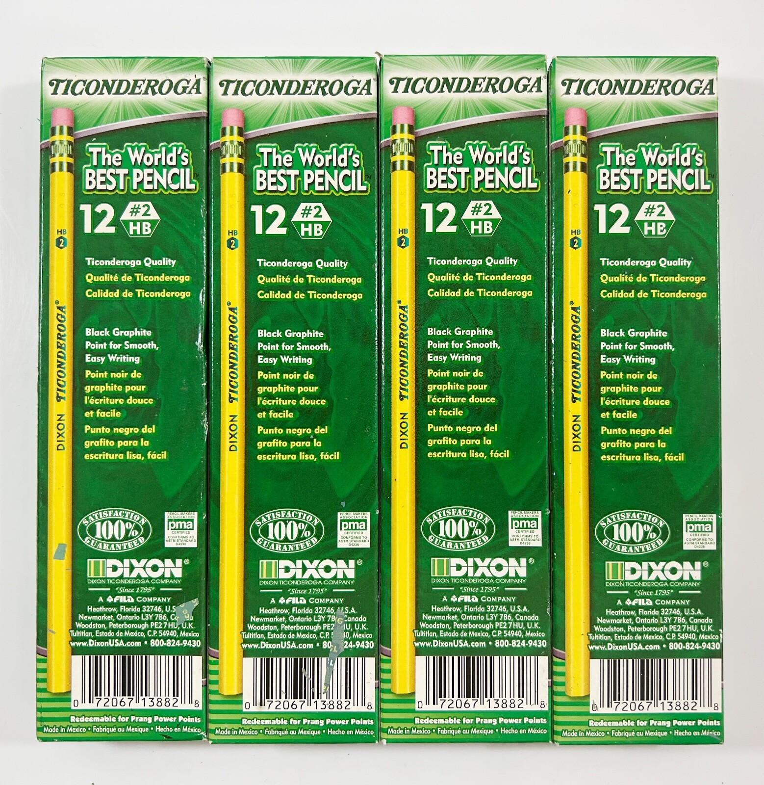 LOT OF 4 Packs of 12 Ticonderoga Wood-Cased Pencils, #2 HB Soft Yellow 13882
