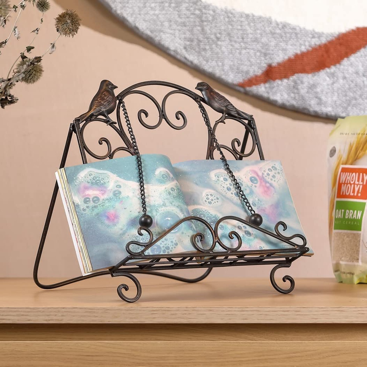 Metal Cookbook Stand Clearance Recipe Book Holder for Kitchen (Birds/Vintage …