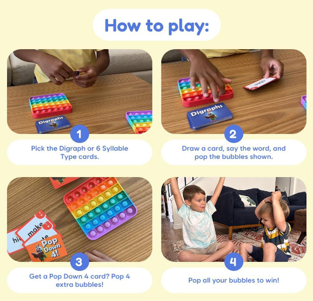 The Fidget Game Learn to Read in Weeks Flash Cards Popping Mats Digraphs NEW