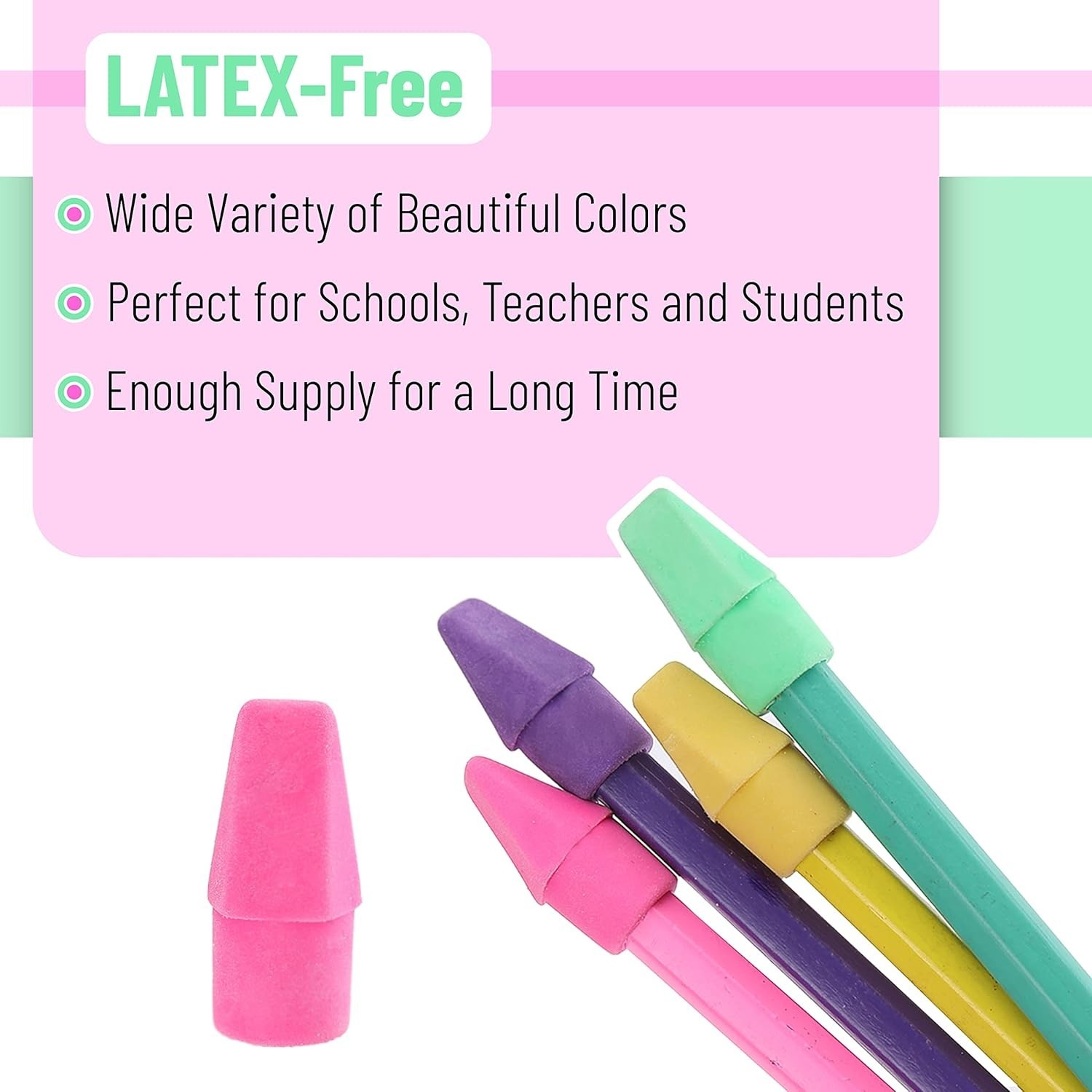 Pencil Top Erasers, 120 Pack, Latex-Free, No-Smudge | Cap Pencil Erasers for …