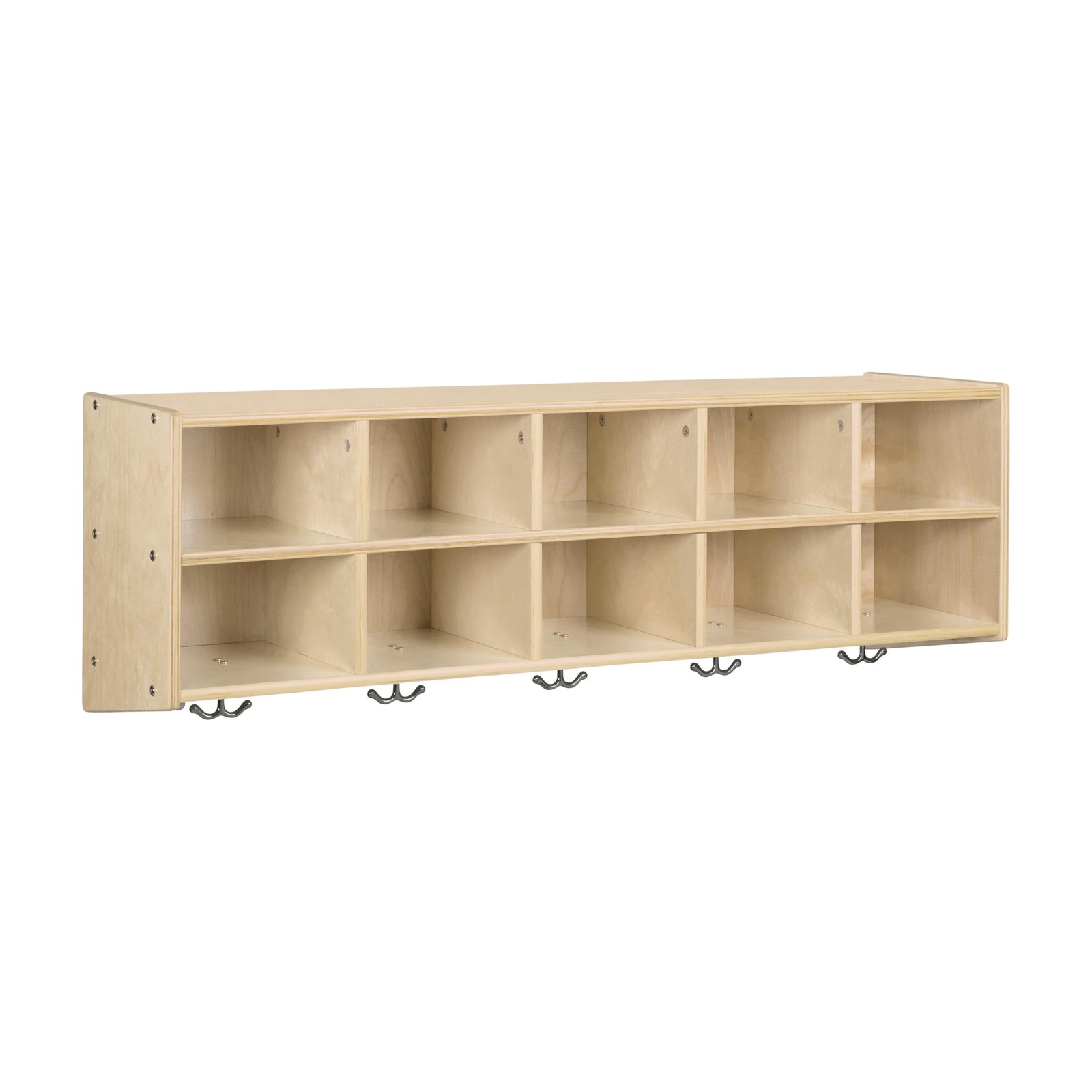 Streamline 10-Section Wall-Mounted Hanging Cubby Coat Locker, Classroom Furni…