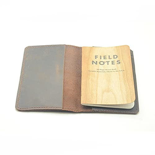 Distressed Leather Checkbook Journal Cover for Field Notes Dark Brown