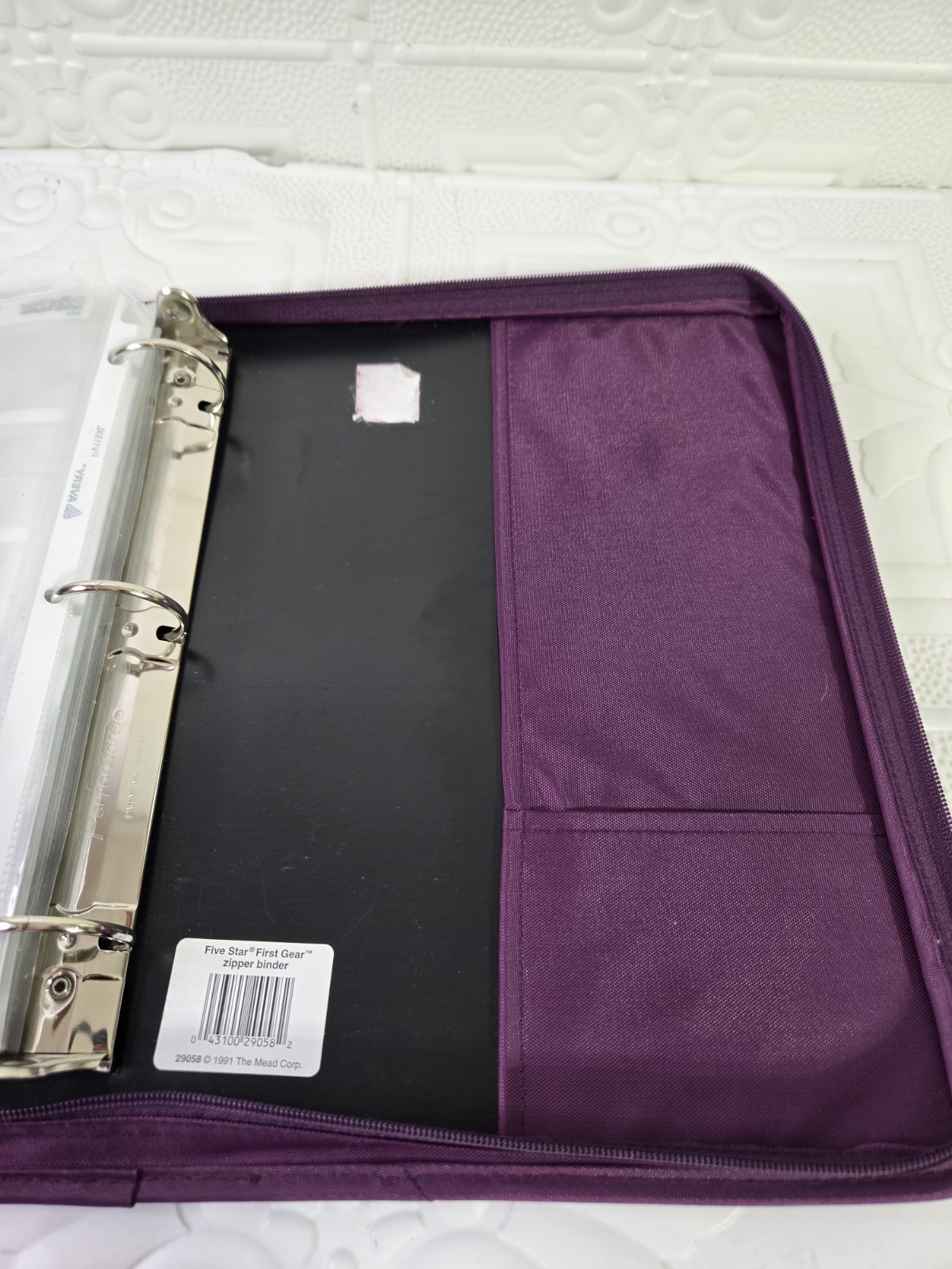VTG 1991 Mead Five Star Purple Zippered 3 Ring Binder Notebook W/ PVC Sleeves