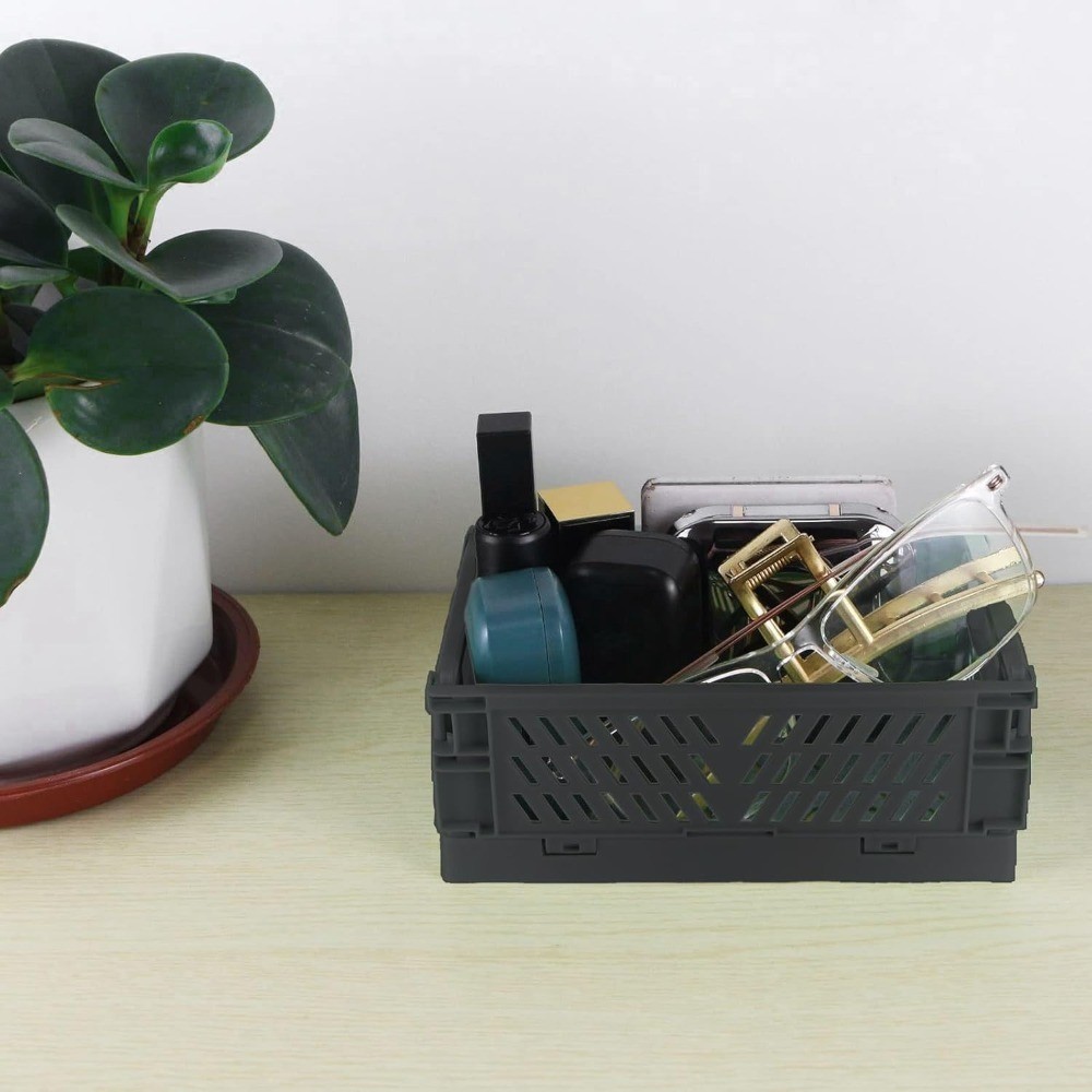 Mini Foldable Plastic Storage Box Organizer Basket for Home Kitchen Bathroom