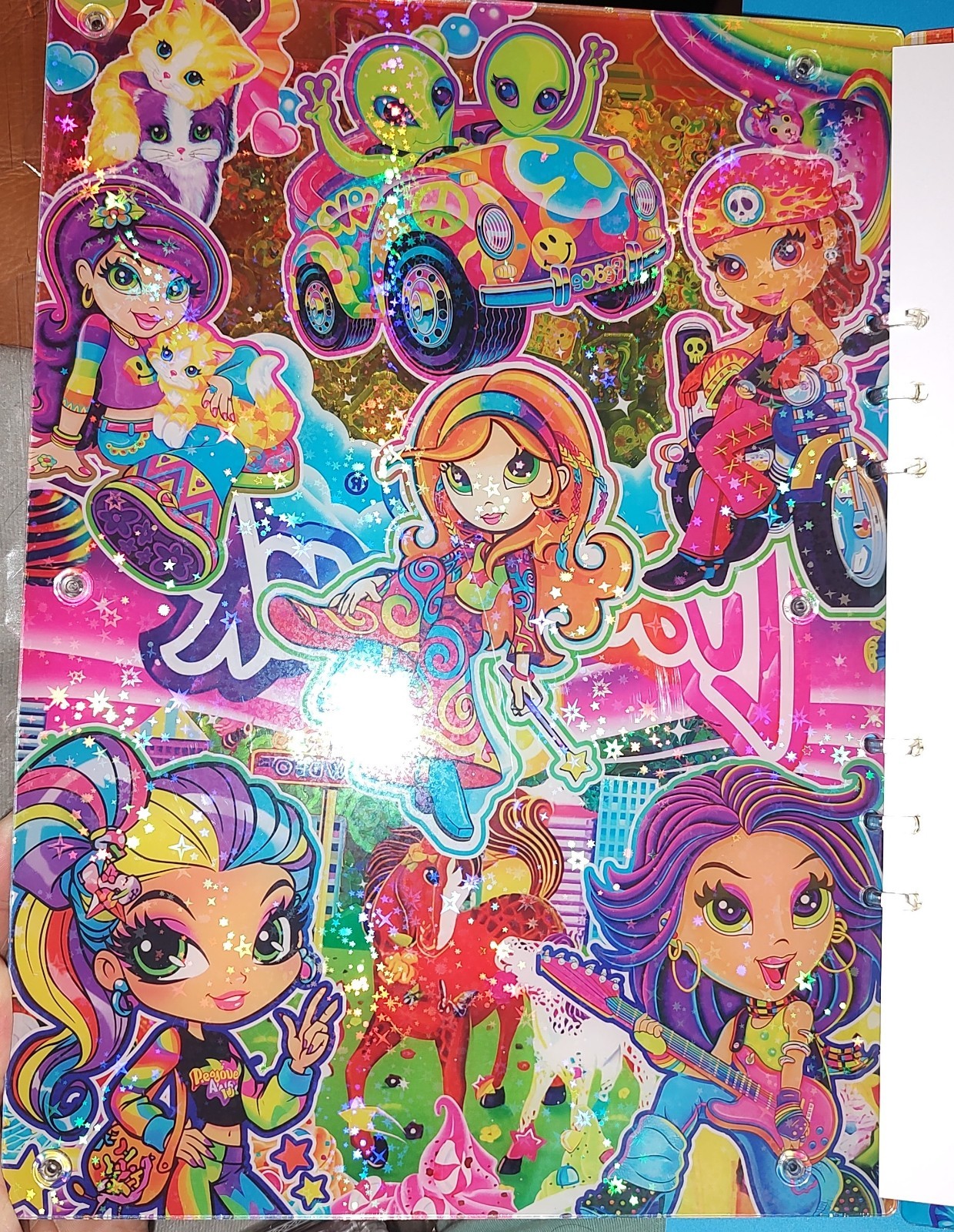 New! Lisa Frank A4 Multicolor Acrylic Shaker Notebook With Paper