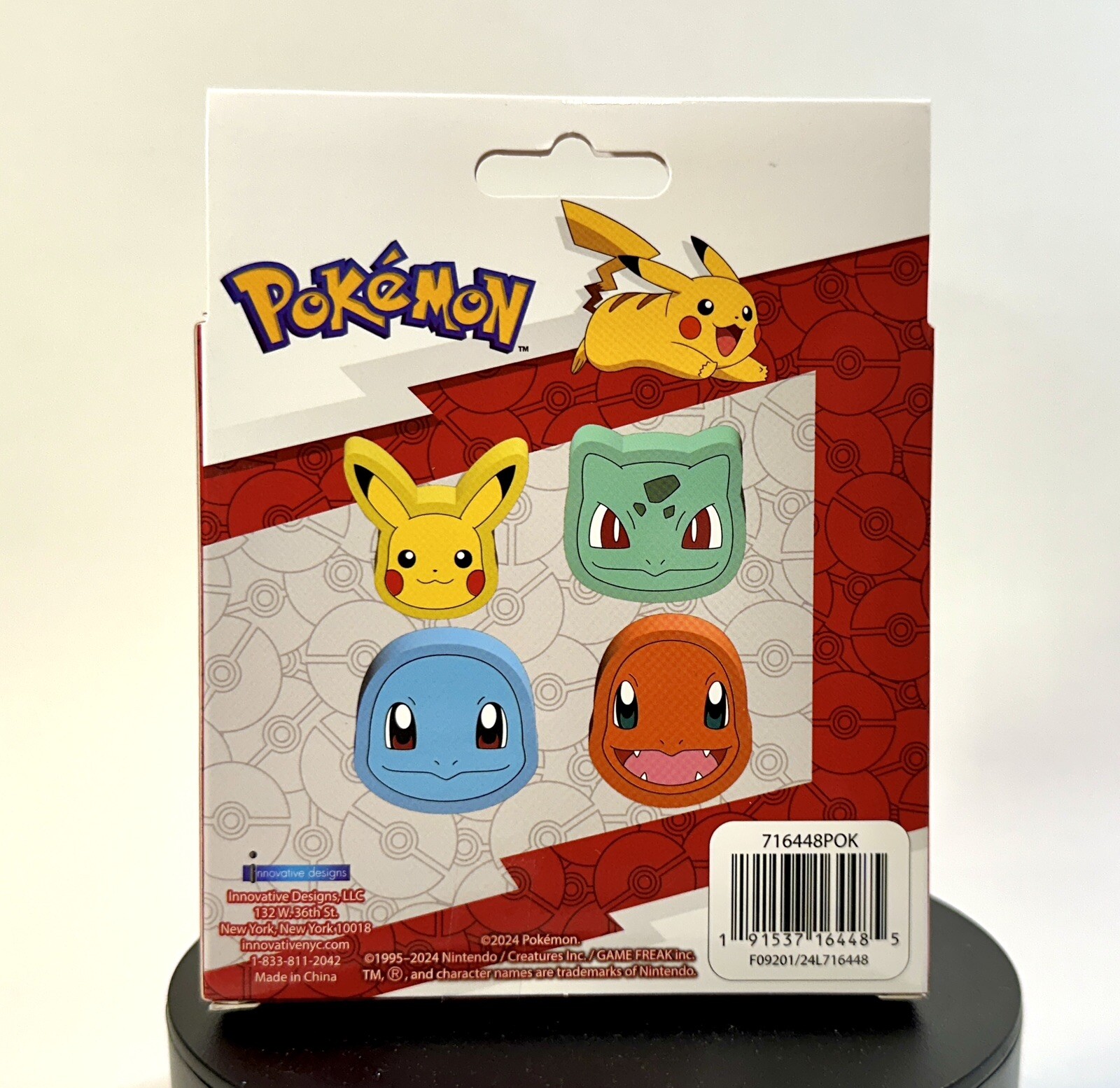 Pokémon Set of 4 Eraser Set~ Pikachu ~ 1-1/4″ x 1-1/4″ Brand New ~Back to School