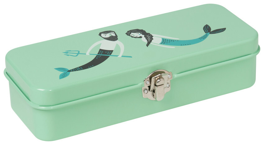 DANICA SCHOOL SET SEA SPELL PENCIL BOX AND PENCIL CUP MERMAID MERMAN CAT DOG SEA