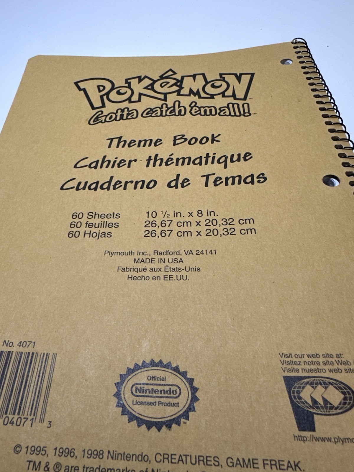 New Pokemon Nintendo 1998 Spiral Notebook Charizard Pikachu Blastoise Gengar