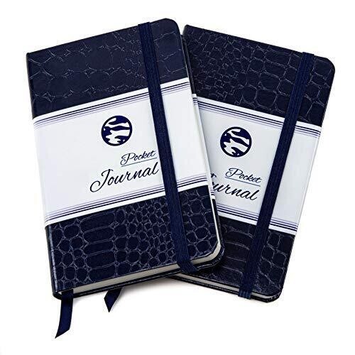 Pocket Notebook | Journal 3.5 x 5.5, Hardcover, Crocodile Faux Leather, 2 Pack