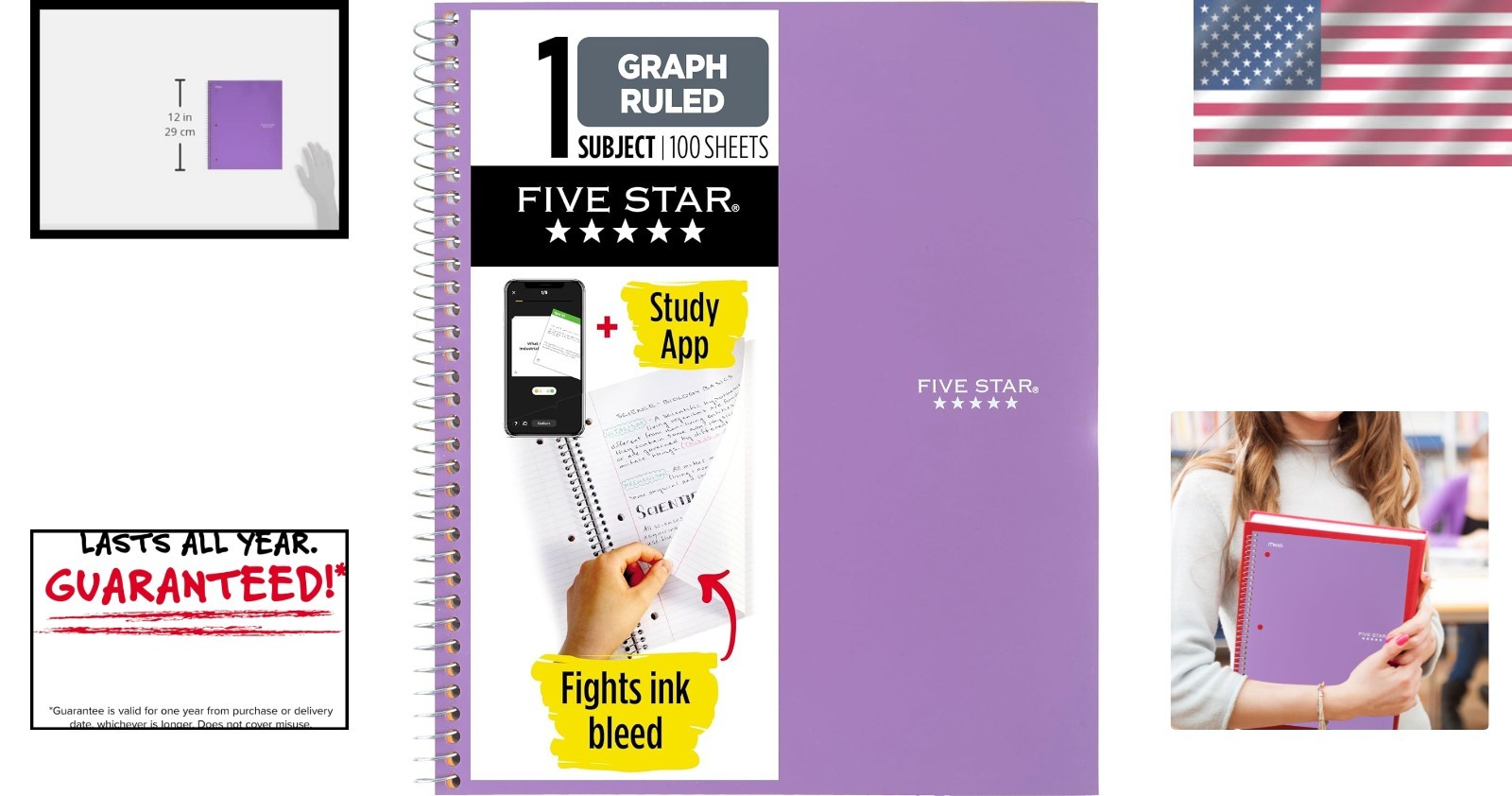 1 Subject Amethyst Purple Notebook: 100 Graph Sheets for Smart Study & Notes