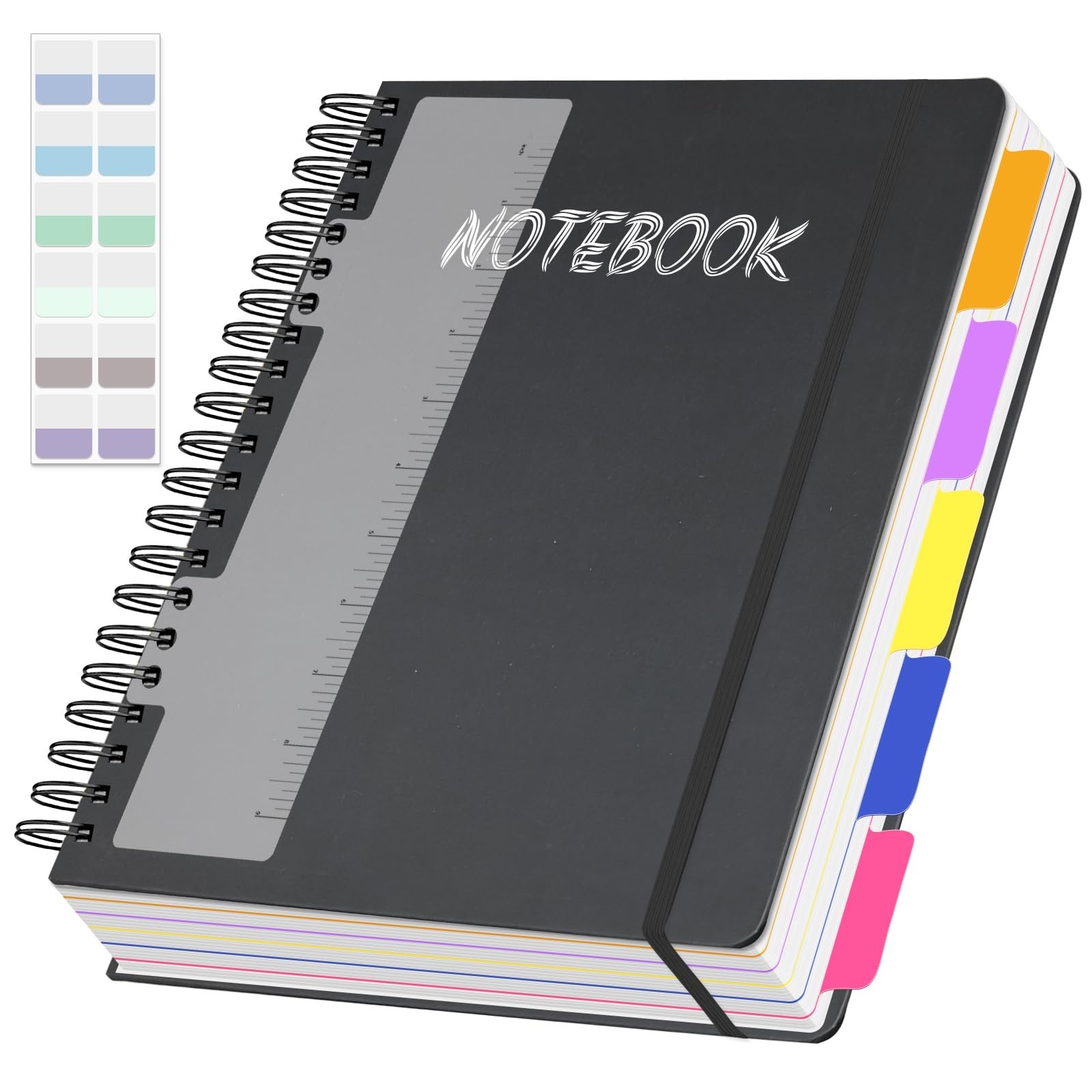 5 Subject Notebook College Ruled, 300 Pages A4 Hardcover Spiral Notebook with…