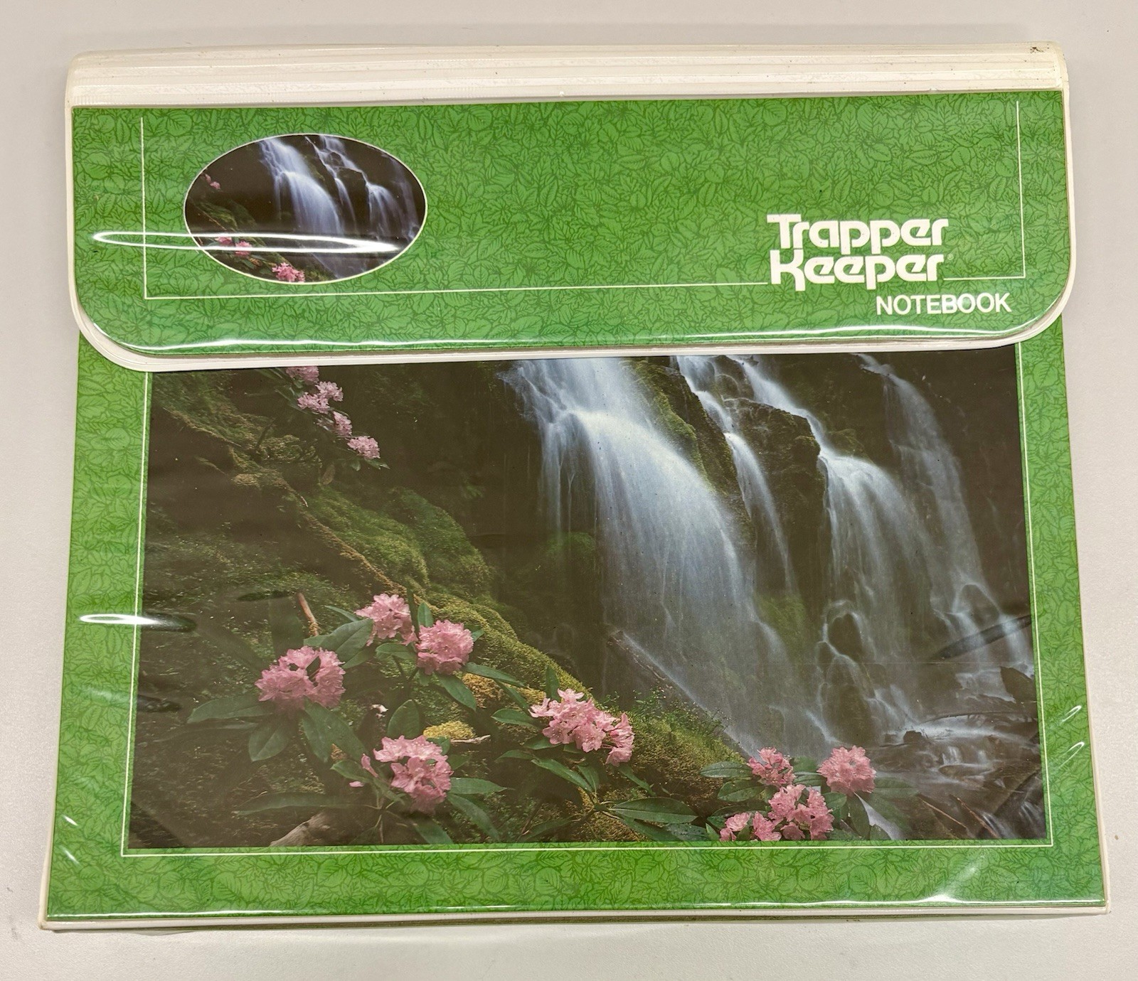 Vintage 80’s Mead Trapper Keeper Notebook – Waterfall Landscape Scene 29096 Pad