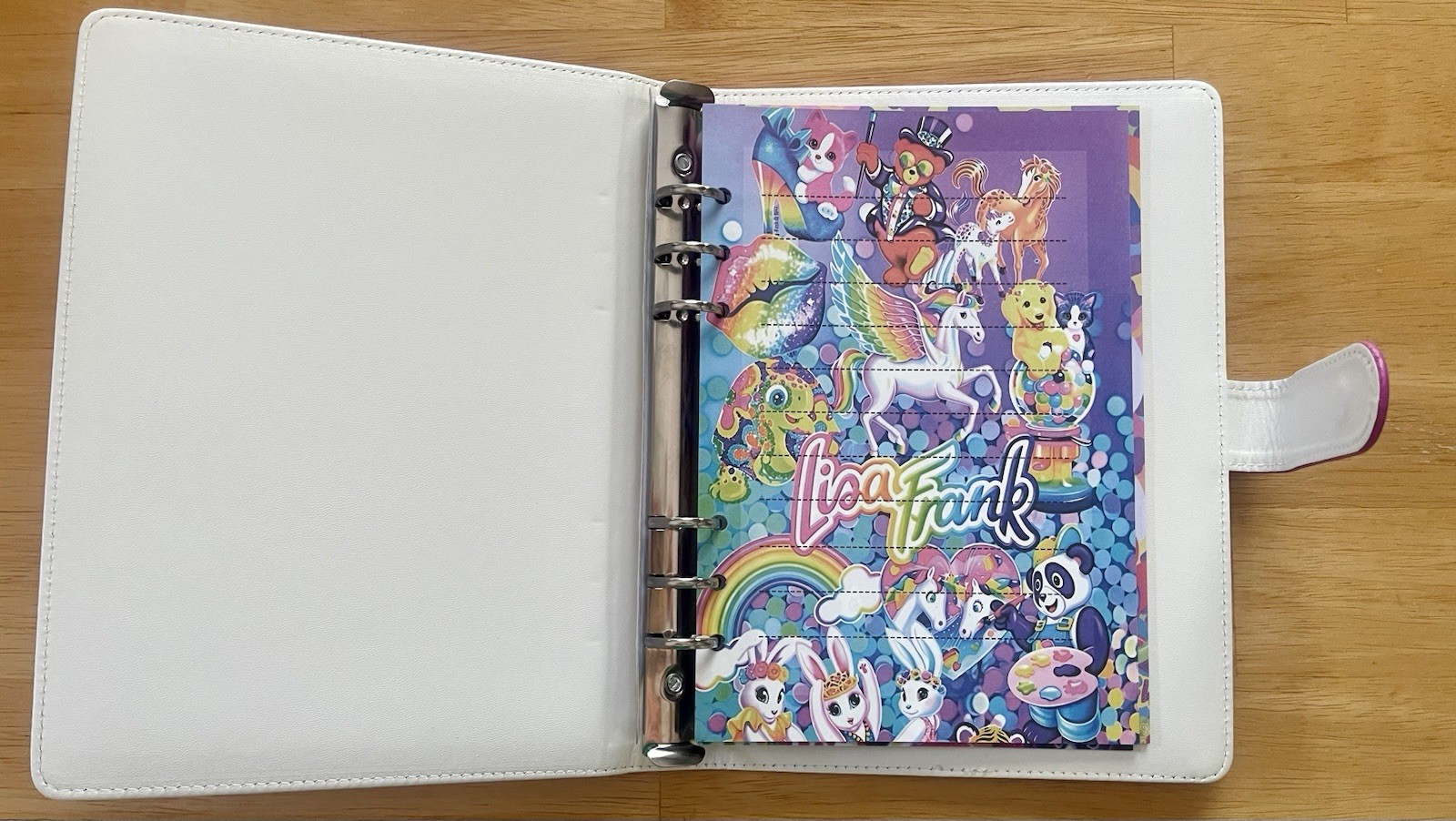 Lisa Frank A5 6 Ring Binder/Notebook /Journal With Paper