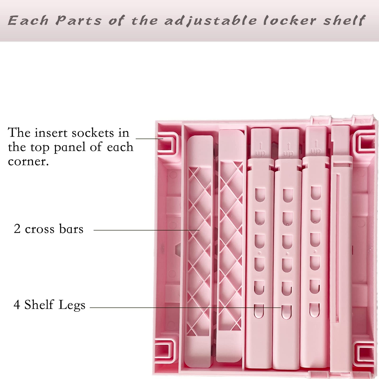 Adjustable Locker Shelf Pink Height and Width Adjustable Locker Organizer She…
