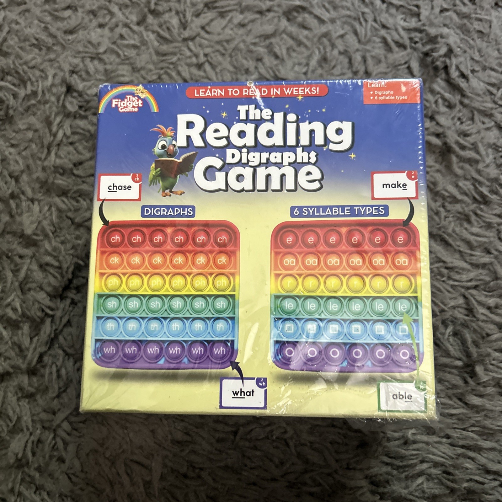 The Fidget Game Learn to Read in Weeks Flash Cards Popping Mats Digraphs Game