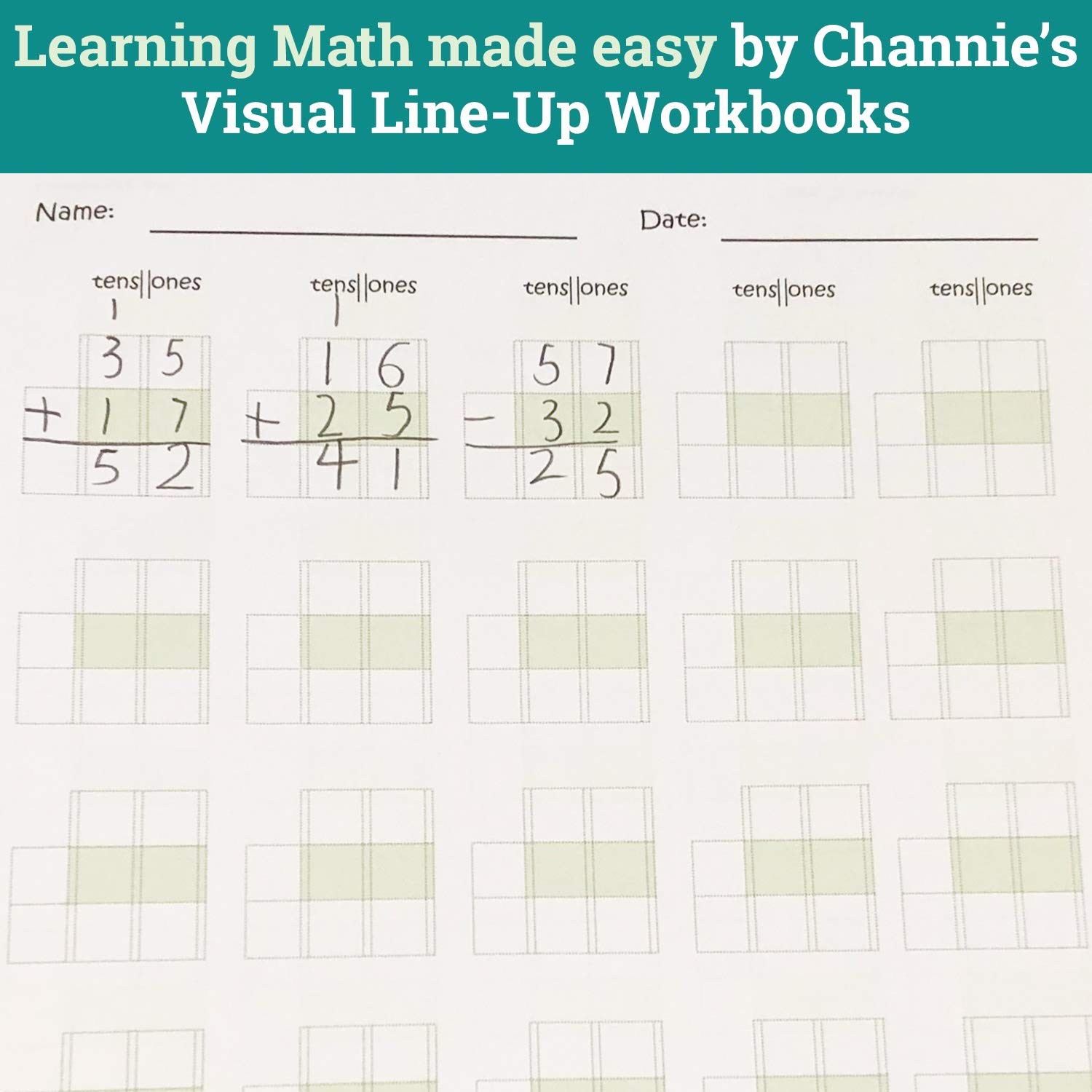 80-Page Channies Quick and Neat Math Line-Up Workbook for 1st-3rd Grade