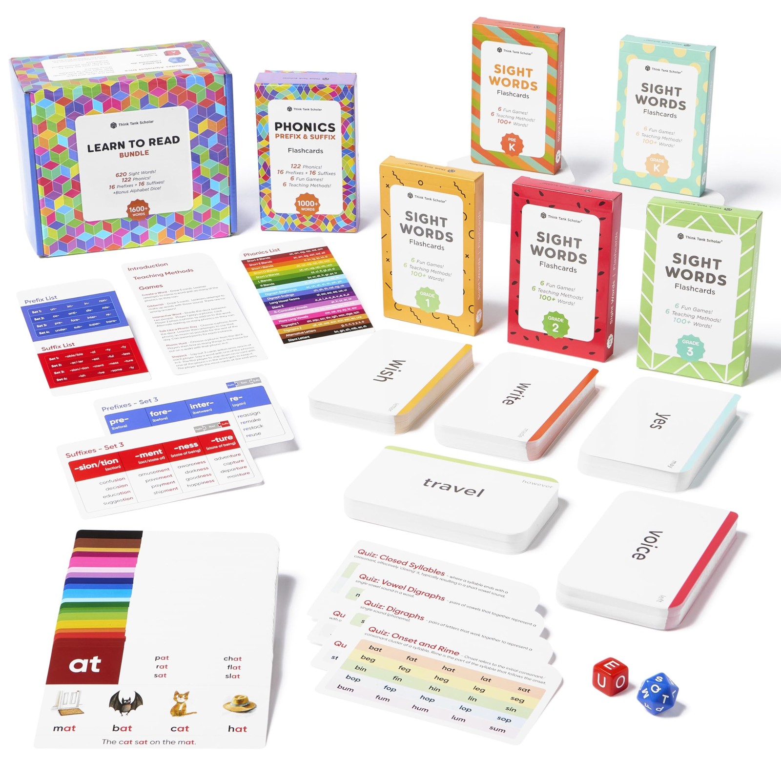 Award-Winning Learn to Read Flash Card Bundle – 1600+ Words: Sight Words,