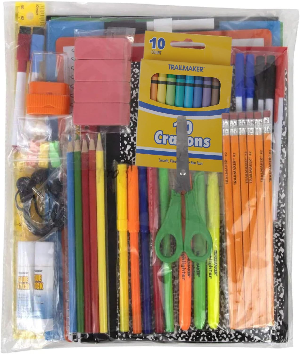 Back to School Supplies 60 Piece Bundle Kit for Girls, Boys, Kids, Back to Schoo