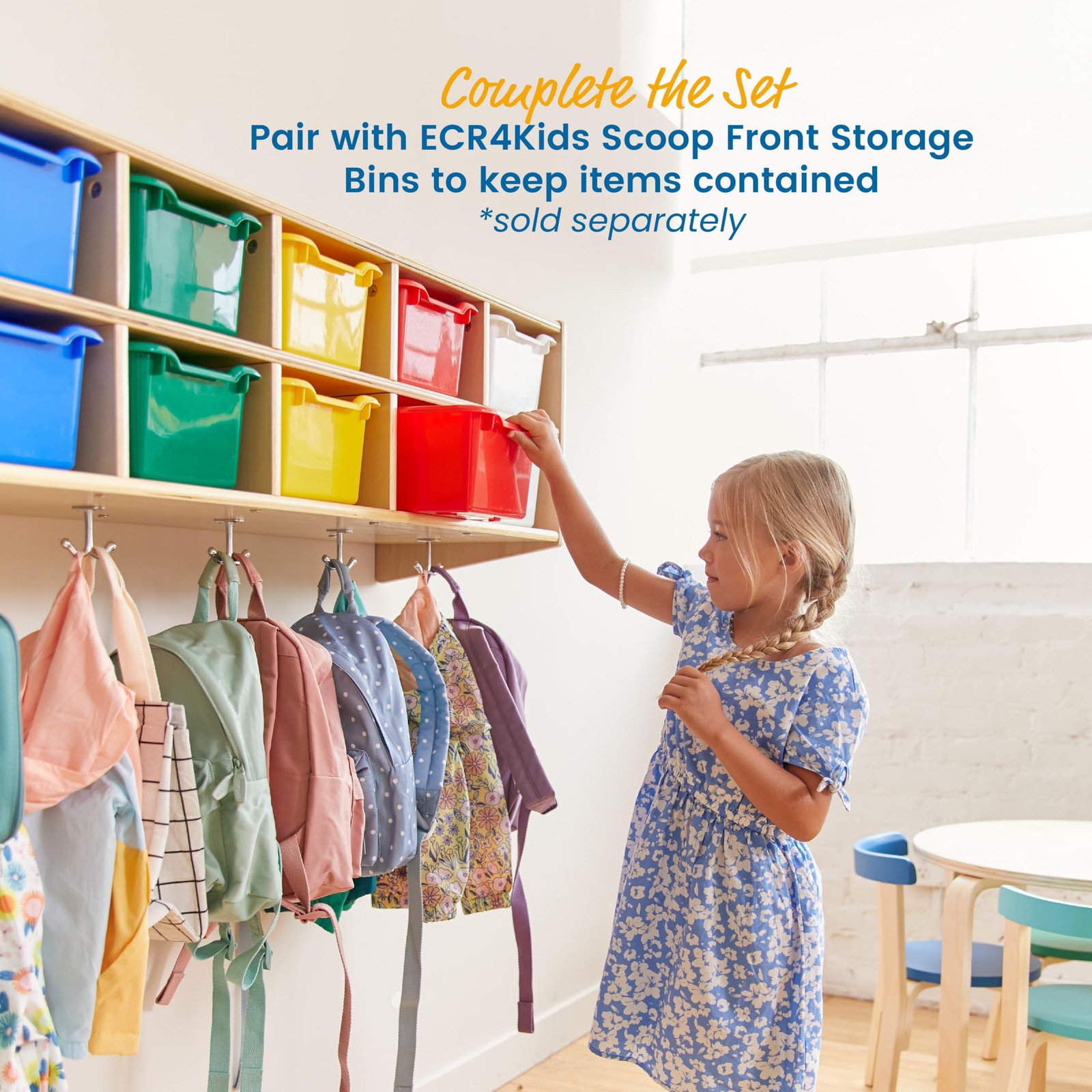 Streamline 10-Section Wall-Mounted Hanging Cubby Coat Locker, Classroom Furni…
