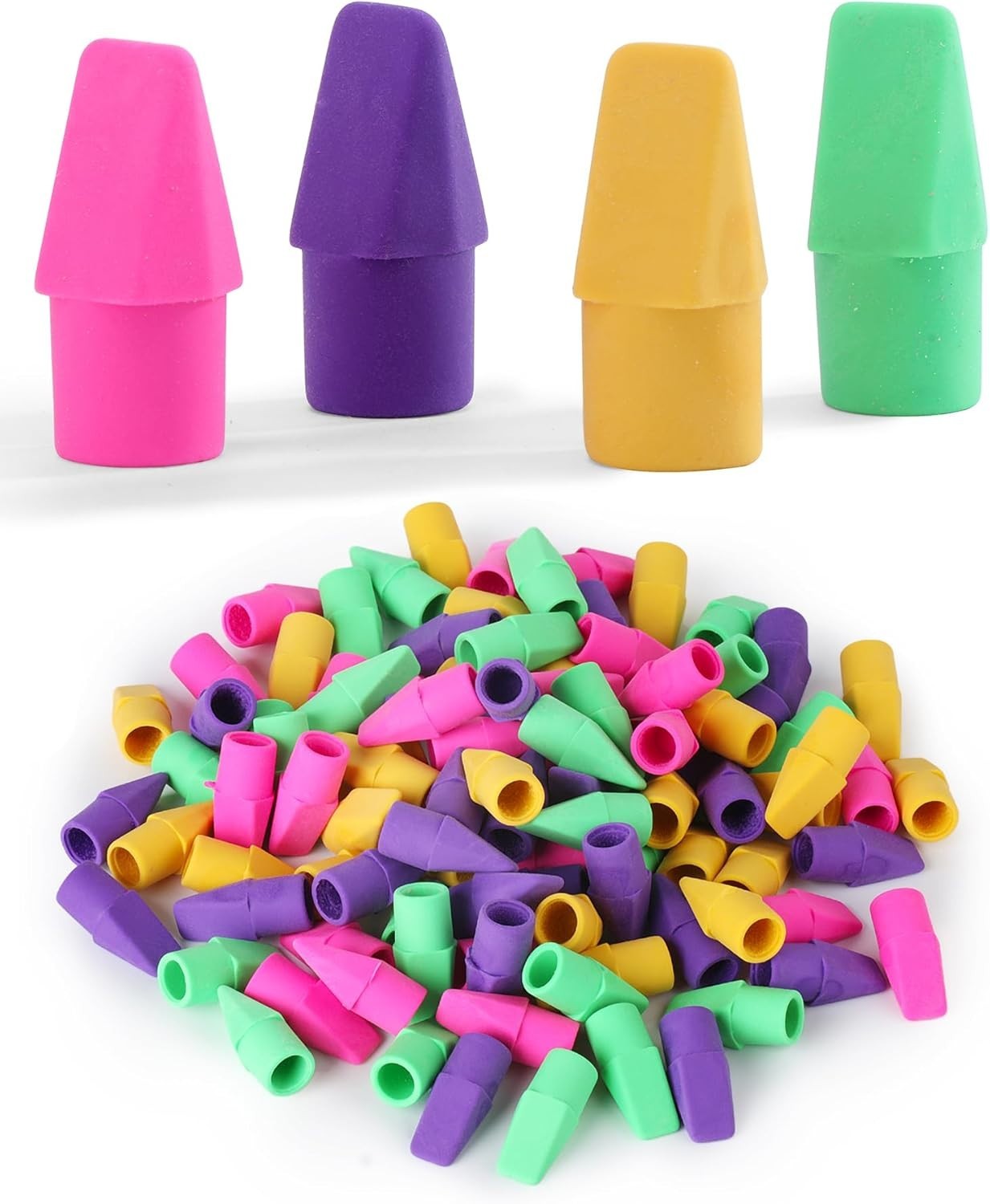 Pencil Top Erasers, 120 Pack, Latex-Free, No-Smudge | Cap Pencil Erasers for …