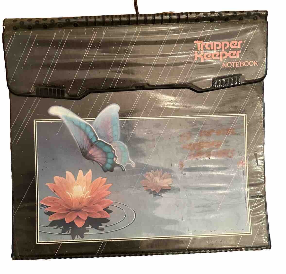 Mead Trapper Keeper 3 Vintage 90’s-Ring Binder Butterfly Water Lily Neon 29096