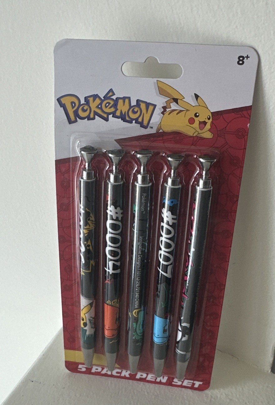 Pokemon 5 Pack Graffiti Pen Set Kids One Size Grey Pikachu Charmander Bulbasaur