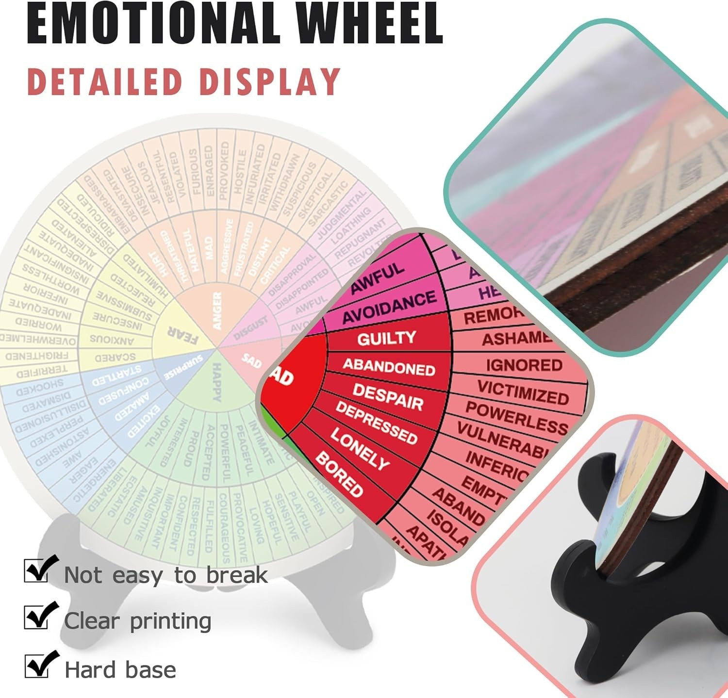 Emotion Wheel, Double-Sided Feelings Wheel with Stand, Counseling Office (ML, 1)