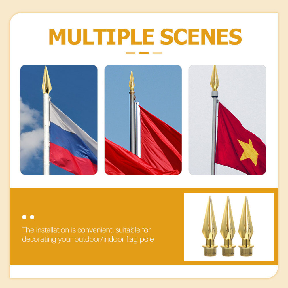 3pcs Flag Heads Flag Topper Flag Pole Heads Flag Pole Toppers for Outdoor Indoor
