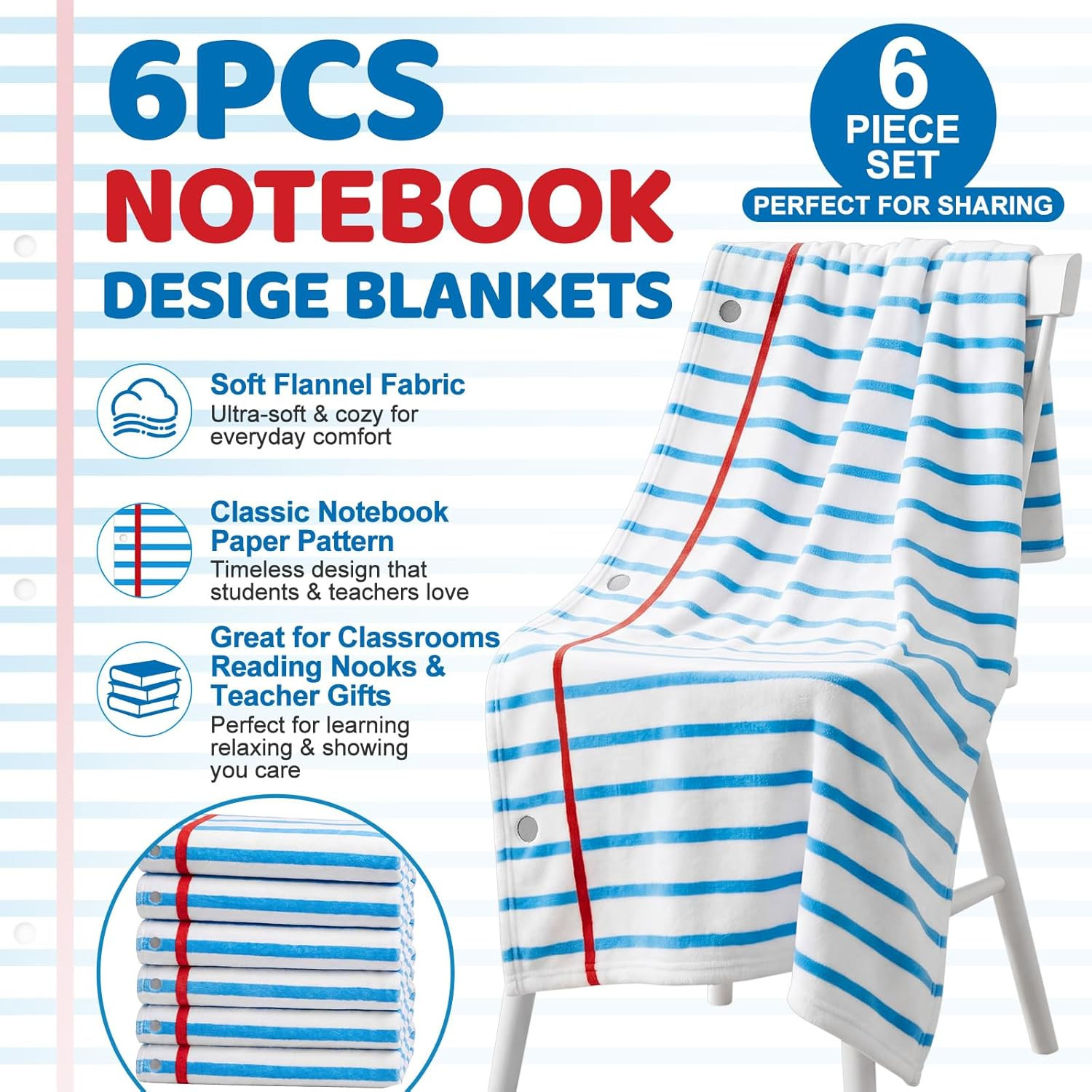Soft Classroom Blankets Set of 6 – Perfect for Teachers & Graduation Decor 40×60