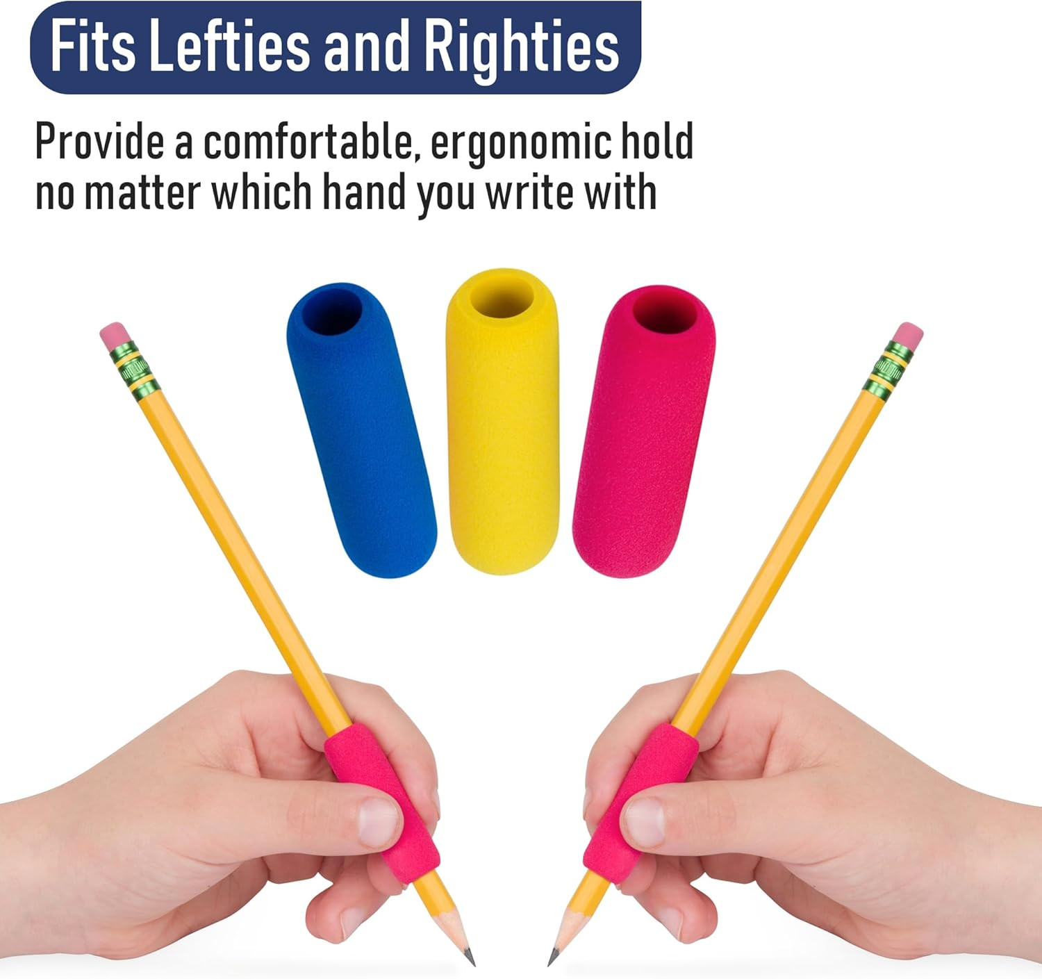 12pcs Soft Foam Pencil Grips Ergonomic Writing Aid Assorted Colors 1.5 Inch