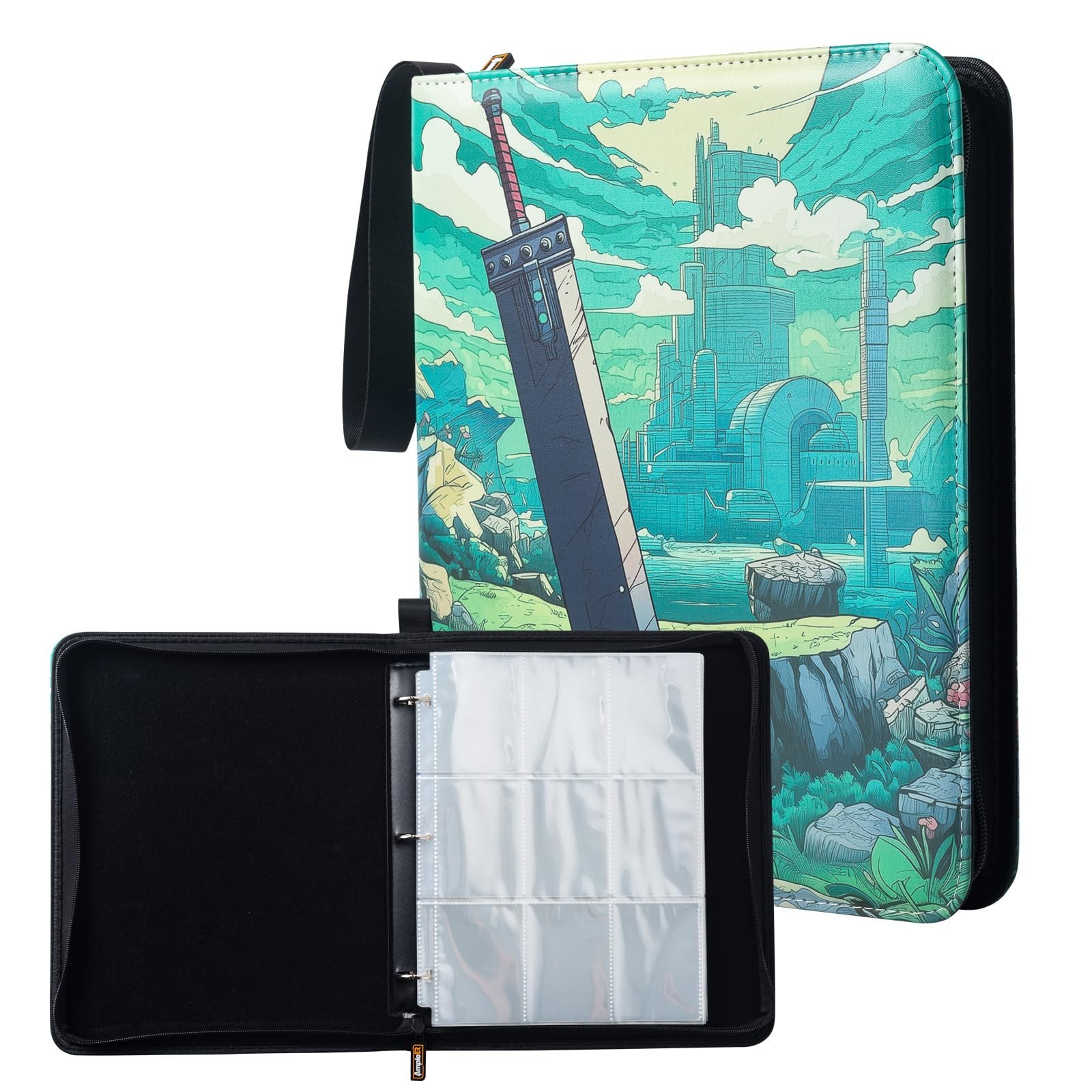MTG FF 9 Pocket Trading Card Binder, PU Leather Storage Zip Album with 900 Sl…