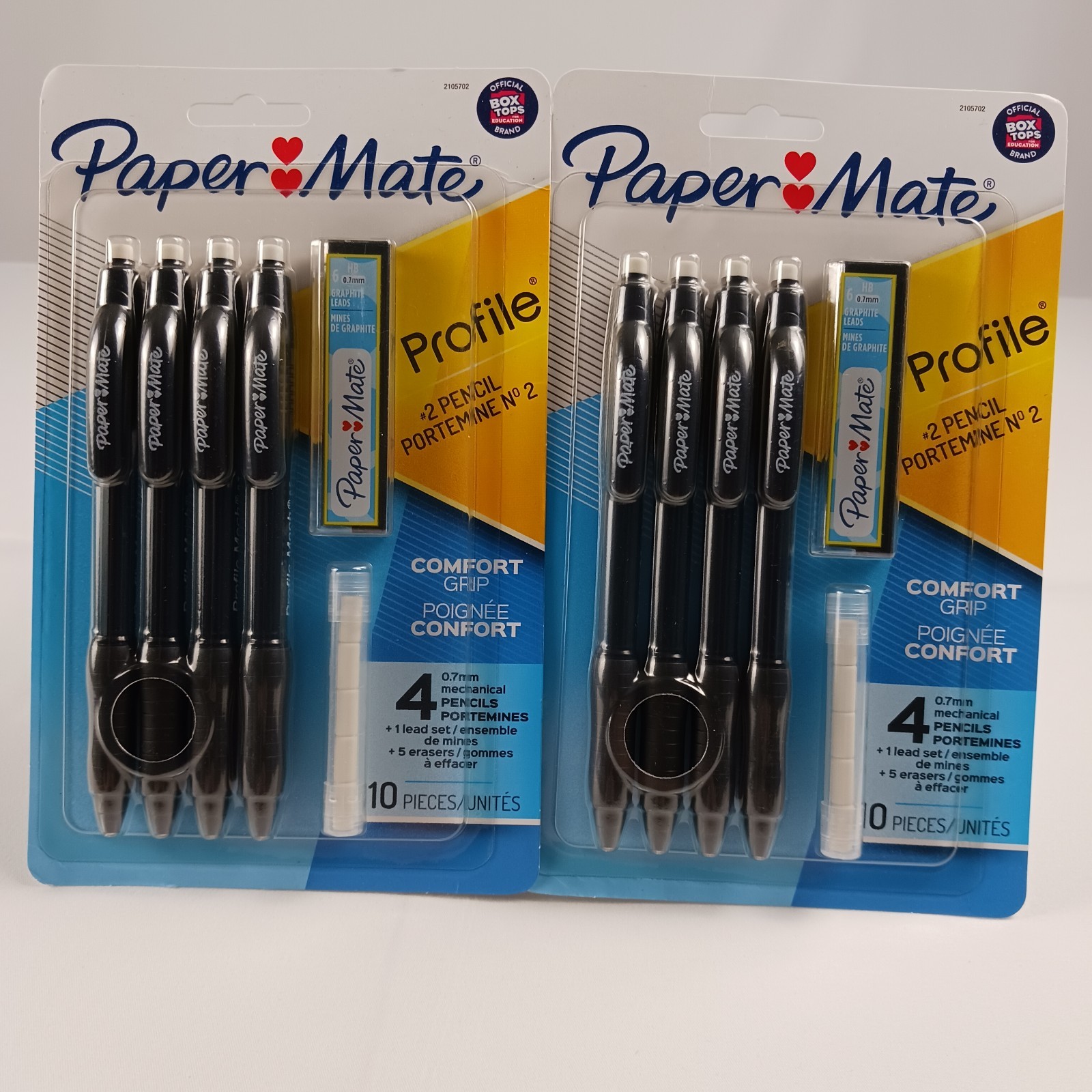 Paper Mate Profile #2 Mechanical Pencils Comfort Grip Refills 0.7mm Black 2 Sets