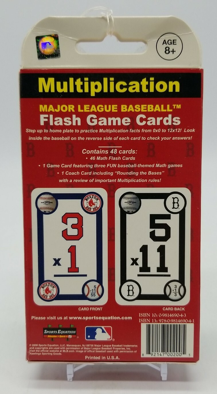 Boston Red Sox MLB Multiplication Flash Game Cards 48 Total Numbers 0 to 12 NEW
