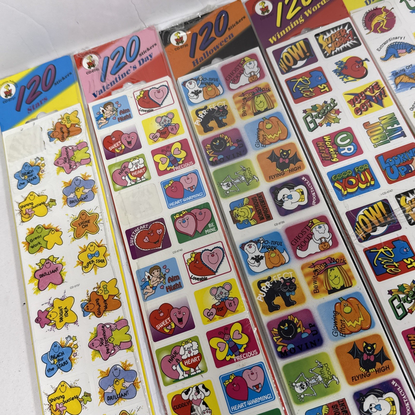 Vintage Carson-Dellosa Publishing Stickers 120 Lot 7 Bundles Holiday Dino Leaves