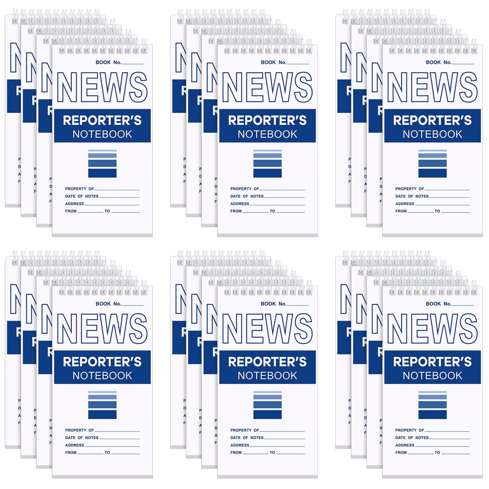 24 Pcs Reporters Notebook Bound Spiral Pocket Notepad 4 x 8 Inches Reporters Pad