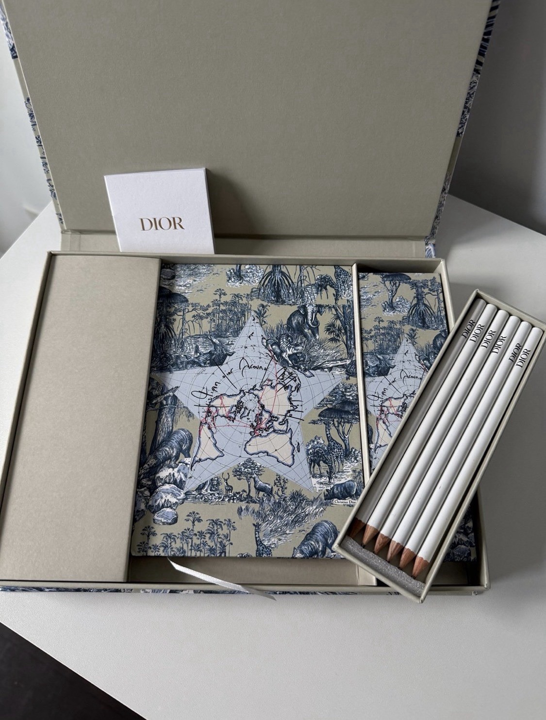 Dior Notebook & Dior 6 Pencil Set Around The World Limited Edition Gift Set