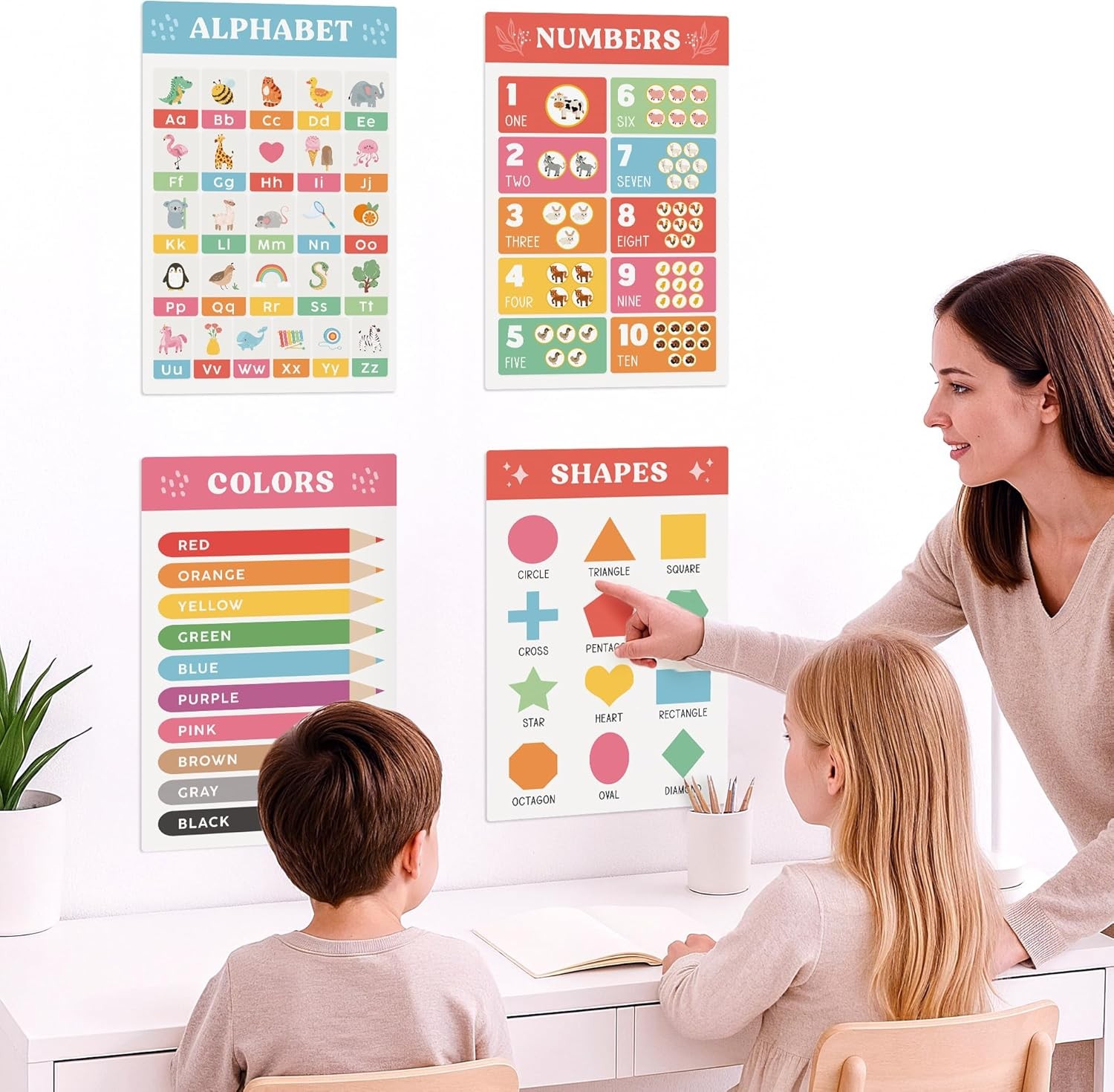 Fun Educational Posters for Toddlers 1–3 – Set of 16 Easy to Read Learning…