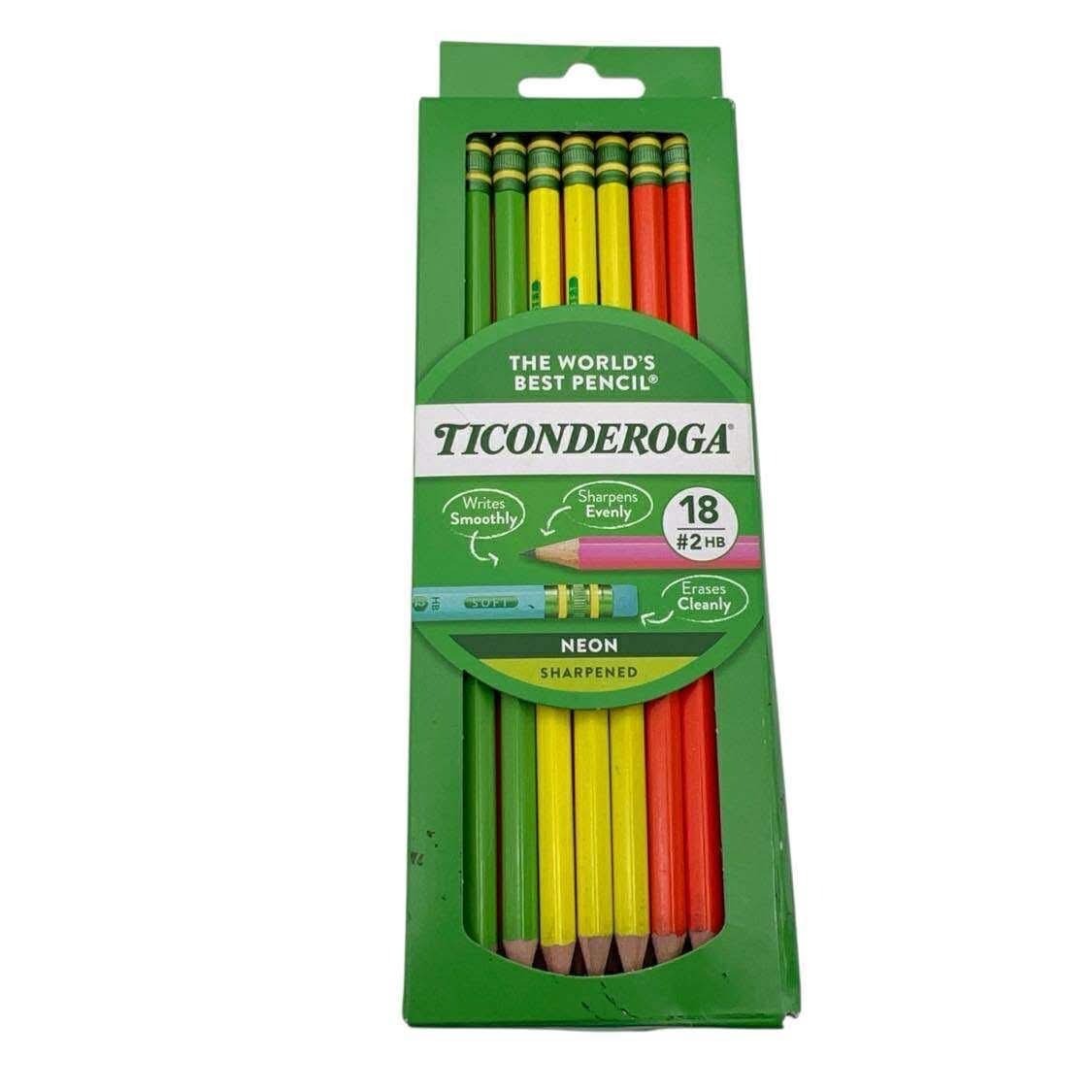 Ticonderoga Neon Sharpened Pencils, 18 Count, #2 HB – Bright Colors