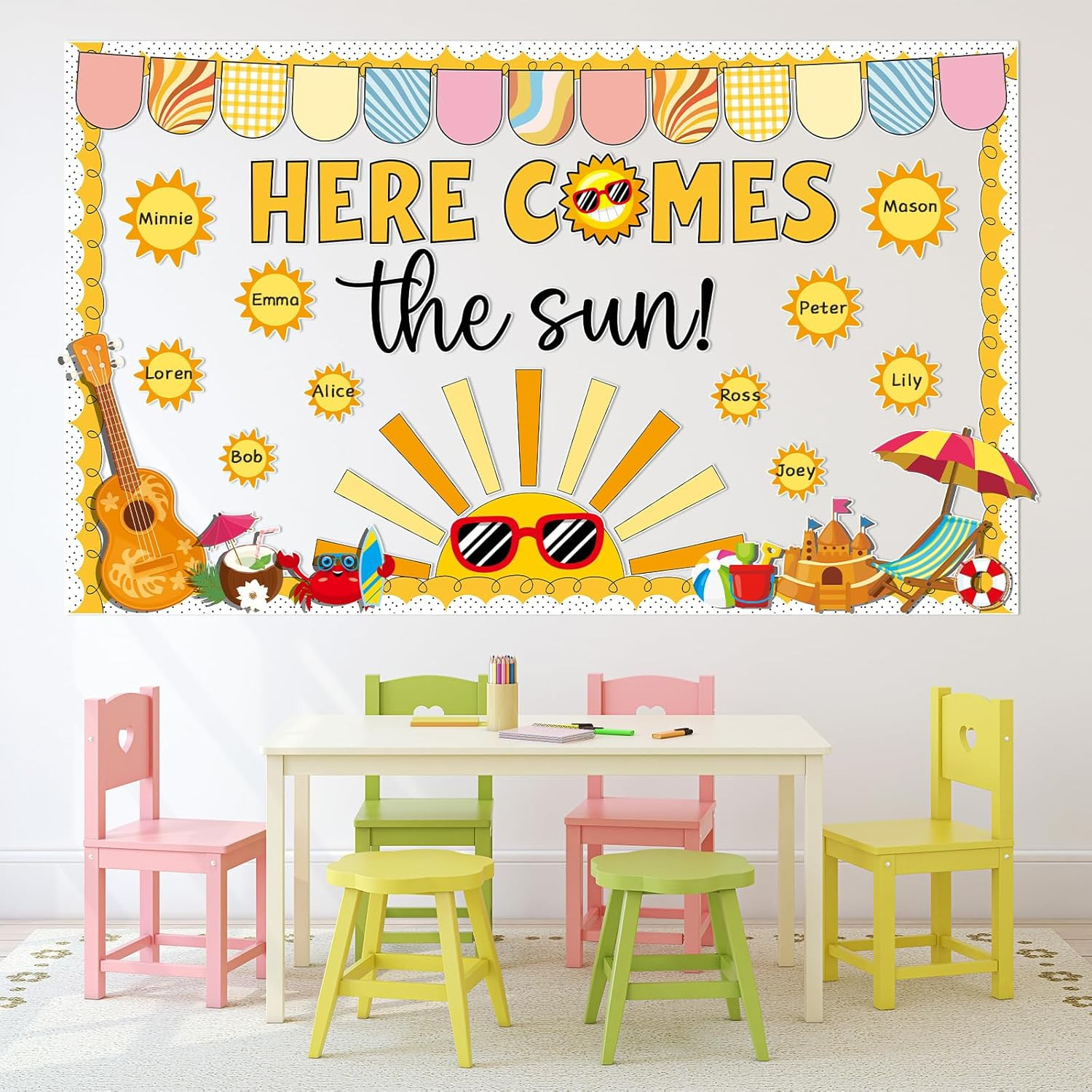 Summer Shine Bright Sun Bulletin Board Set Here Comes the Sun Paper Cutouts Clas