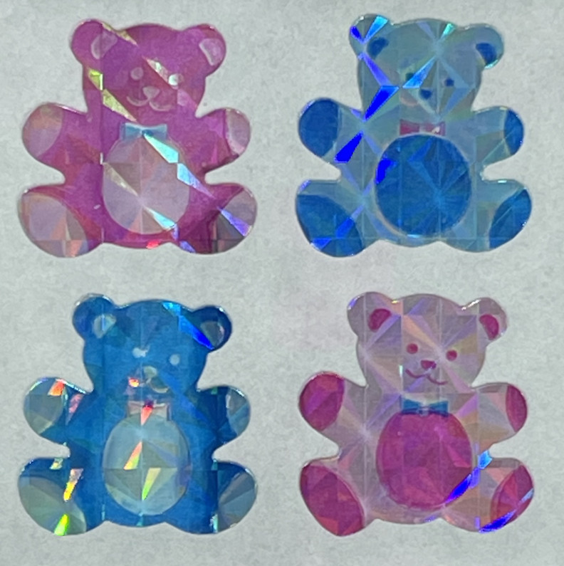 12 packages of Prismatic Teddy Bear Stickers, “Great 7” Sticker designs, PPZ6111