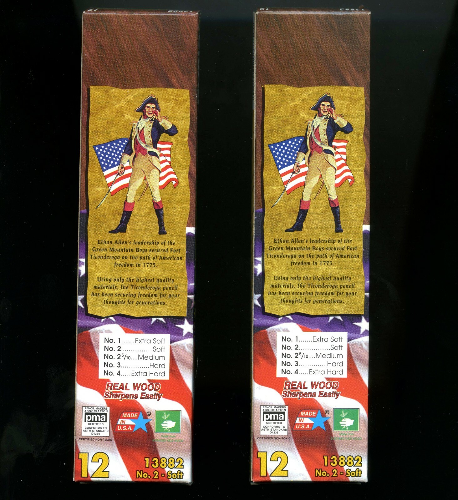 2 boxes Dixon Ticonderoga 13882 24 no 2 soft pencils eraser yellow new NOS USA