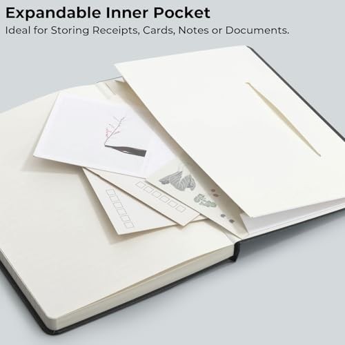 Journal Notebook, 160 Pages, A5 Medium Size 5.6″ x 8″ for Men Black Lined