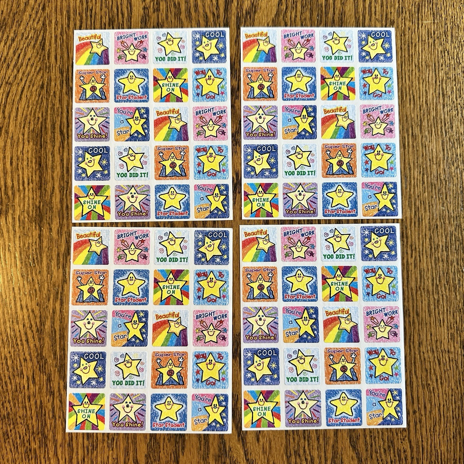 Vtg Carson Dellosa 90s Y2K Kid Drawn Stickers Stars Reward 4 Sheets Nostalgic