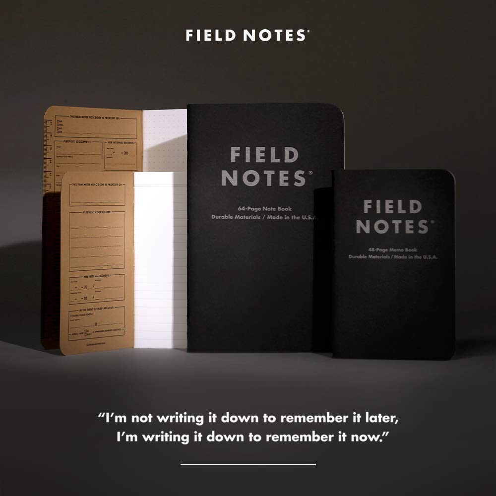 3-Pack Pitch Black Memo Books (3.5″ X 5.5″), Dot-Graph, 48 Pages | Thin Pocke…