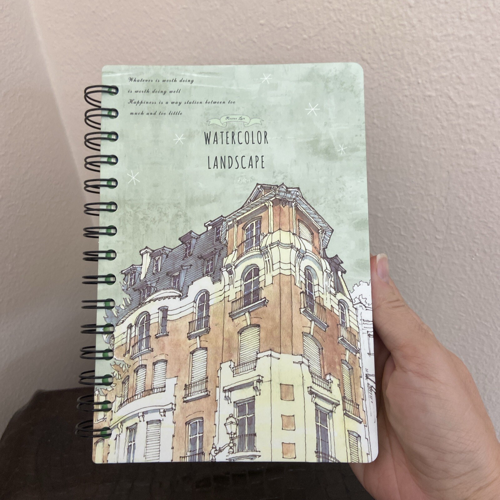 Watercolor Landscape Spiral Notebook – Ruled Line, Journal, New 6”#8”