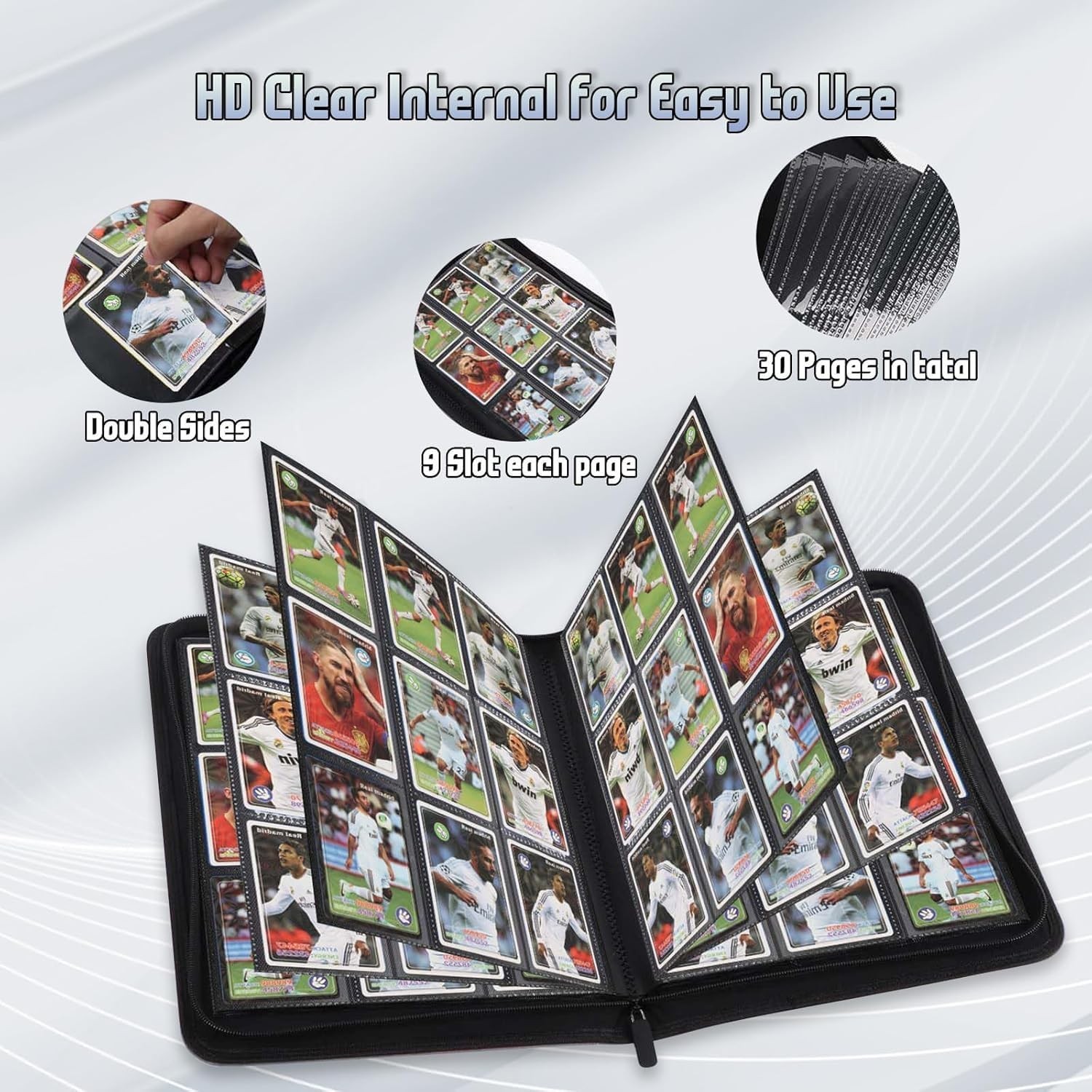 9 Pocket Card Binder – 540 Capacity with Zip Closure Premium, Double-Sided,St…