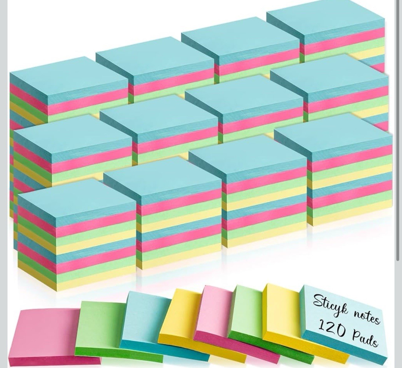 120 Pads Sticky Notes Bulk 1.5 x 2 Inch Mini Self Stick Note Small Assorted B…