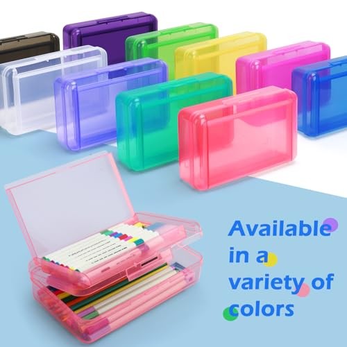 1 Pack Double Layer Hard Pencil Cases, Plastic Translucent Pencil Box with Blue